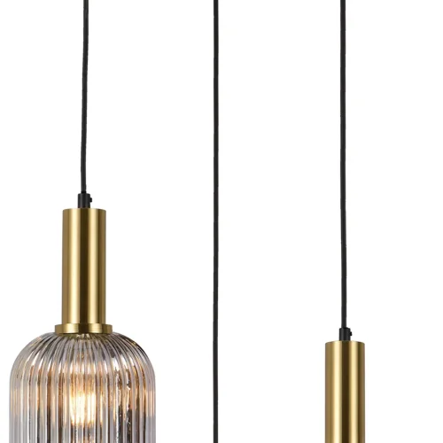 SUSPENSION 3 LUMIÈRES ABAT-JOUR COMBINÉS AMBRE/FUMÉE Ø40 E27 SHELBY