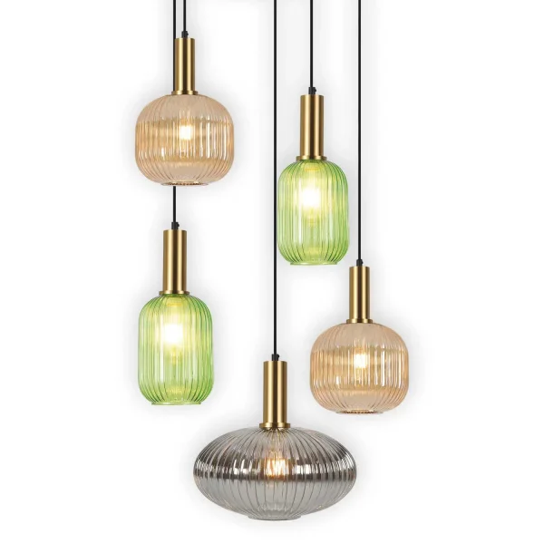 SUSPENSION 5 LUMIÈRES ABAT-JOUR COMBINÉS Ø70 E27 SHELBY