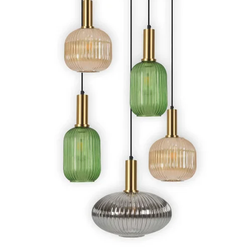 SUSPENSION 5 LUMIÈRES ABAT-JOUR COMBINÉS Ø70 E27 SHELBY