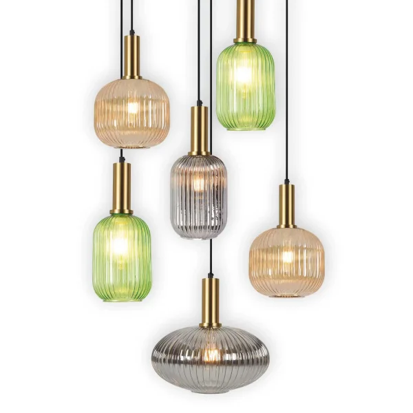 SUSPENSION 6 LUMIÈRES ABAT-JOUR COMBINÉES Ø70 E27 SHELBY