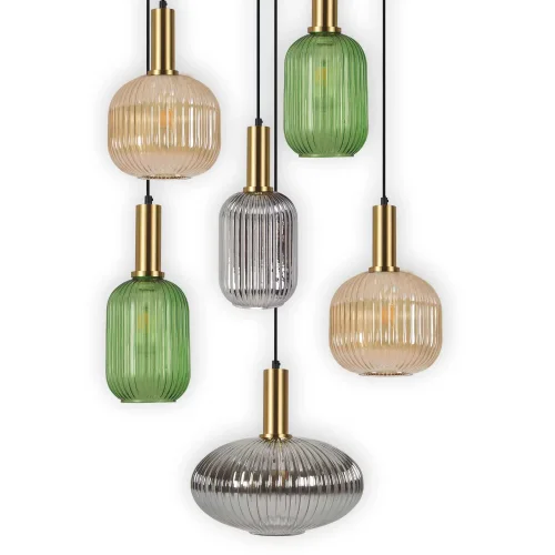 SUSPENSION 6 LUMIÈRES ABAT-JOUR COMBINÉES Ø70 E27 SHELBY