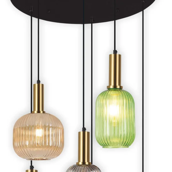 SUSPENSION 6 LUMIÈRES ABAT-JOUR COMBINÉES Ø70 E27 SHELBY