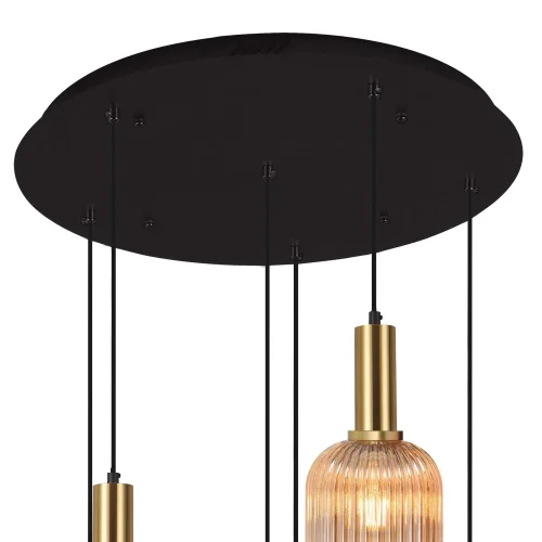 SUSPENSION  6 LUMIÈRES ABAT-JOUR COMBINÉE AMBRE/FUMÉE Ø70 E27 SHELBY