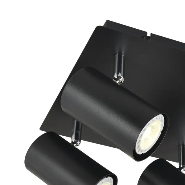 PLAFONNIER 4 LUMIÈRES NOIR GU10 ADARA