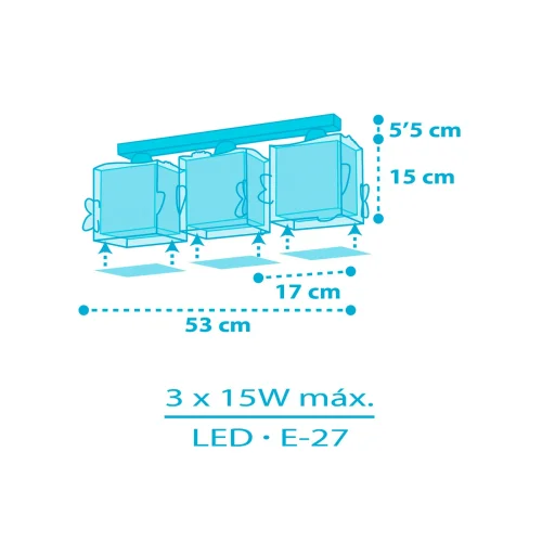 PLAFONNIER POUR ENFANTS 3 LUMIÈRES LITTLE SHARK E27