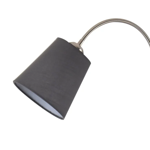 LAMPADAIRE NICKEL SATINÉ PAYTON ABAT-JOUR GRIS