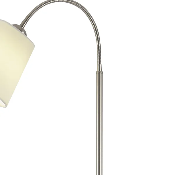 LAMPADAIRE NICKEL SATINÉ ABAT-JOUR BLANC PAYTON