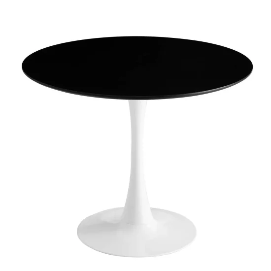 TABLE SAN ANTONI Ø120 CM PIED BLANC PLATEAU NOIR