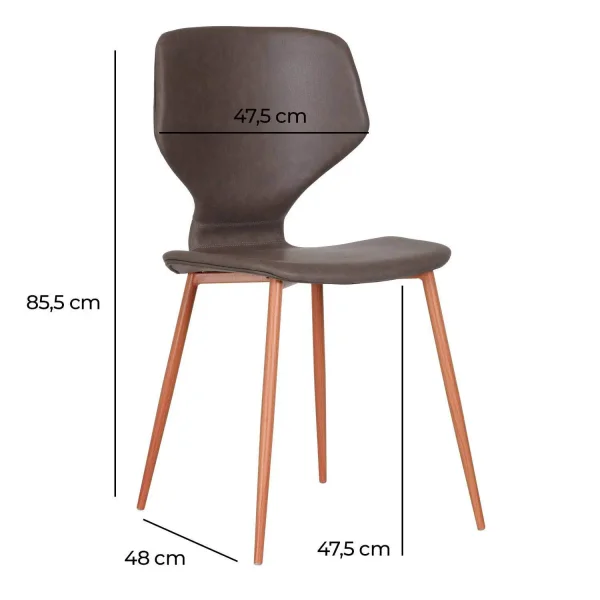 CHAISE UPPLAND PU PIETEMENT HETRE BRUN