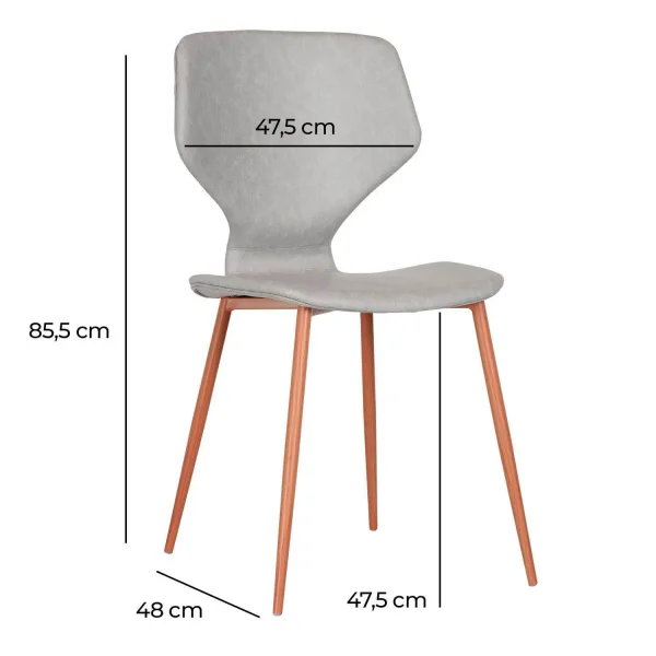 CHAISE UPPLAND PU PIETEMENT HETRE GRIS