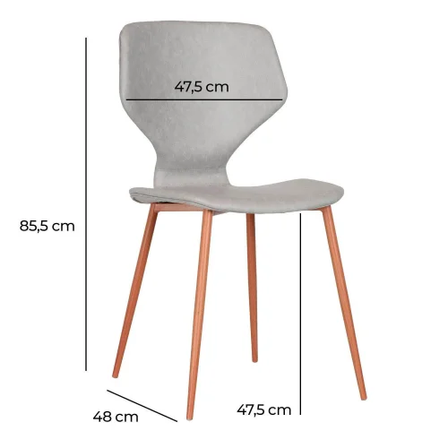 CHAISE UPPLAND PU PIETEMENT HETRE GRIS