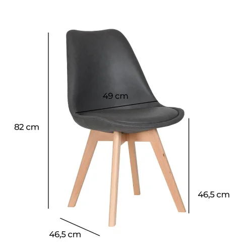 CHAISE TOUR KARLSKRONA PU PIETEMENT HÊTRE GRIS MARENGO