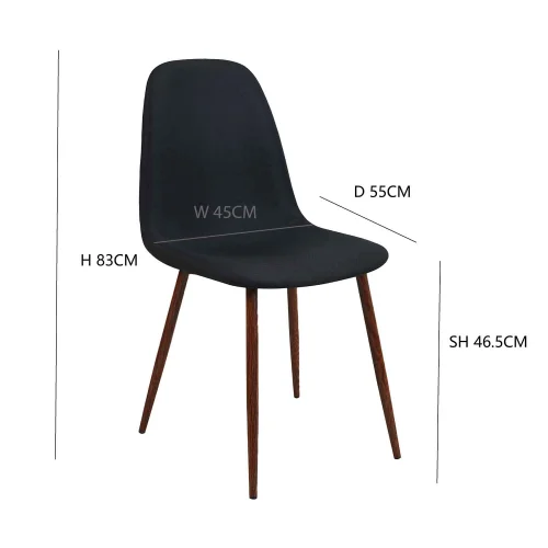 CHAISE DE SALLE À MANGER REMBOURRÉE NOIRE GRACIA