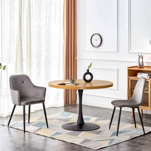 TABLE À MANGER NATUREL/NOIR EUDORA