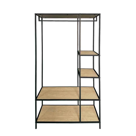 ÉTAGÈRE PORTE-MANTEAU SELENE CHÊNE/NOIR 2