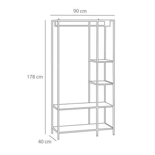 ÉTAGÈRE PORTE-MANTEAU SELENE CHÊNE/NOIR