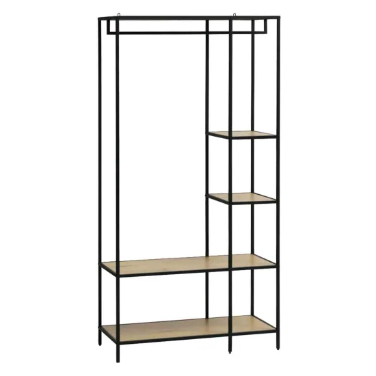 ÉTAGÈRE PORTE-MANTEAU SELENE CHÊNE/NOIR