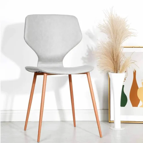 CHAISE UPPLAND PU GRIS PIEDS COULEUR HÊTRE