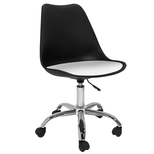 CHAISE DE TOUR NOIRE/COUSSIN DE BUREAU BLANC