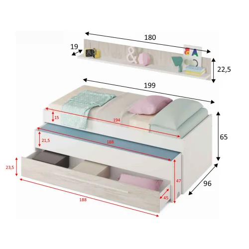 ENSEMBLE ADOLESCENT AVEC ARMOIRE ET BUREAU ELKIN