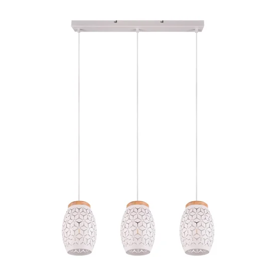 LUSTRE DE SUSPENSION 3 LUMIÈRES EN MÉTAL BLANC E27 BIRKITA 2