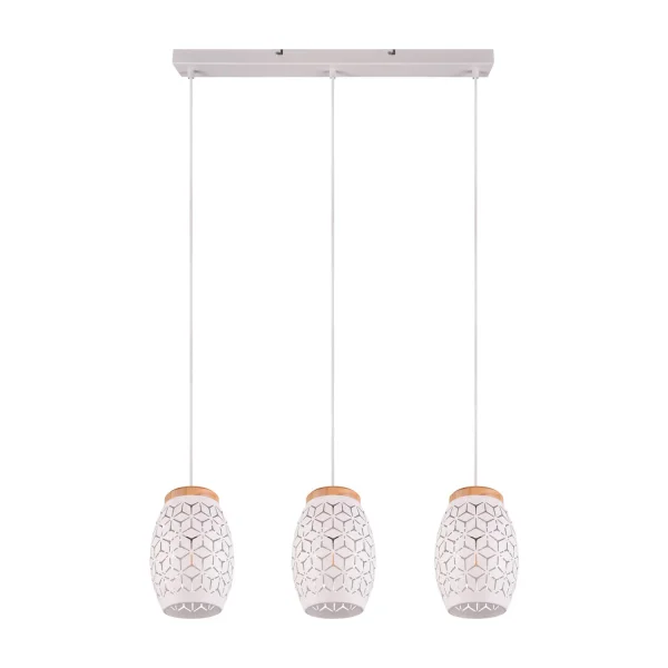 LUSTRE DE SUSPENSION 3 LUMIÈRES EN MÉTAL BLANC E27 BIRKITA LUSTRE DE SUSPENSION 3 LUMIÈRES EN MÉTAL BLANC E27 BIRKITA