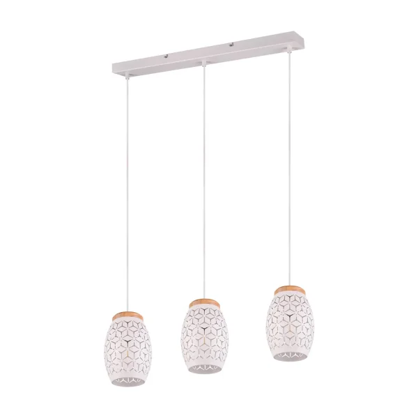 LUSTRE DE SUSPENSION 3 LUMIÈRES EN MÉTAL BLANC E27 BIRKITA LUSTRE DE SUSPENSION 3 LUMIÈRES EN MÉTAL BLANC E27 BIRKITA