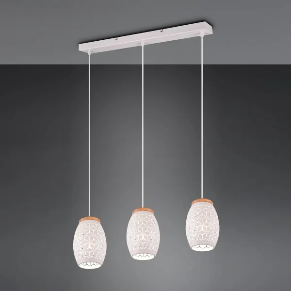 LUSTRE DE SUSPENSION 3 LUMIÈRES EN MÉTAL BLANC E27 BIRKITA LUSTRE DE SUSPENSION 3 LUMIÈRES EN MÉTAL BLANC E27 BIRKITA
