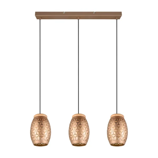 SUSPENSION 3 LUMIÈRES EN MÉTAL COFFEE E27 BIRKITA 2