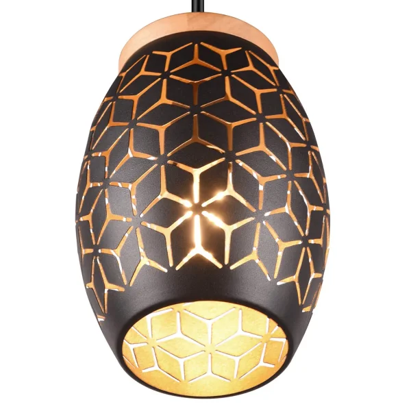 SUSPENSION 3 LUMIÈRES EN MÉTAL NOIR E27 BIRKITA