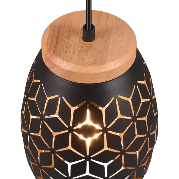 SUSPENSION 3 LUMIÈRES EN MÉTAL NOIR E27 BIRKITA