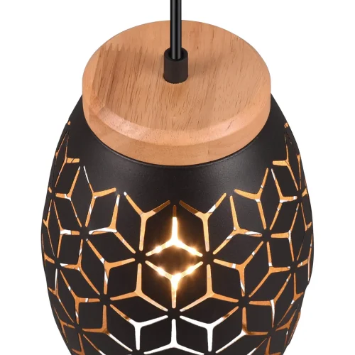 SUSPENSION 3 LUMIÈRES EN MÉTAL NOIR E27 BIRKITA