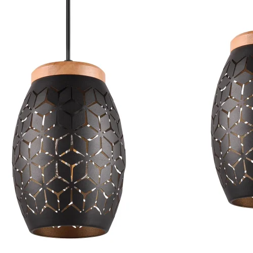 SUSPENSION 3 LUMIÈRES EN MÉTAL NOIR E27 BIRKITA