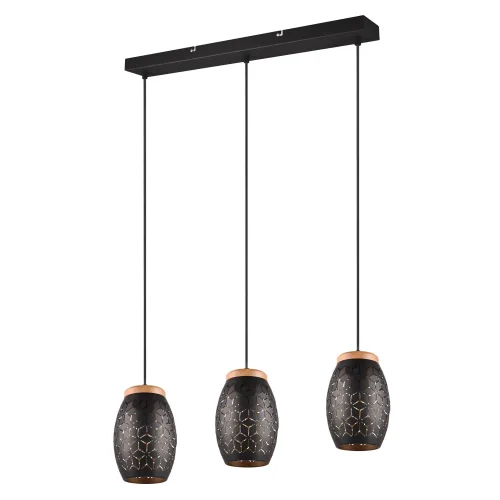SUSPENSION 3 LUMIÈRES EN MÉTAL NOIR E27 BIRKITA