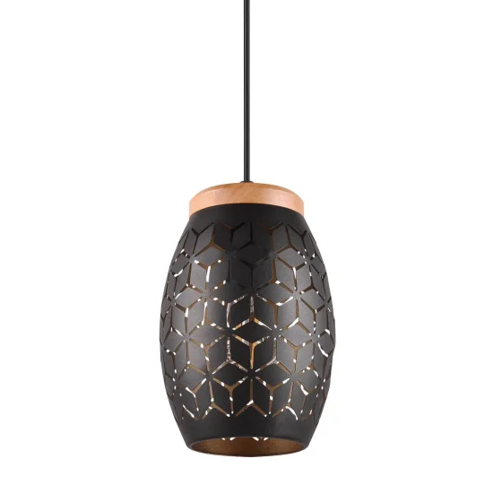 SUSPENSION 1 LUMIÈRE MÉTAL NOIR E27 BIRKITA 2