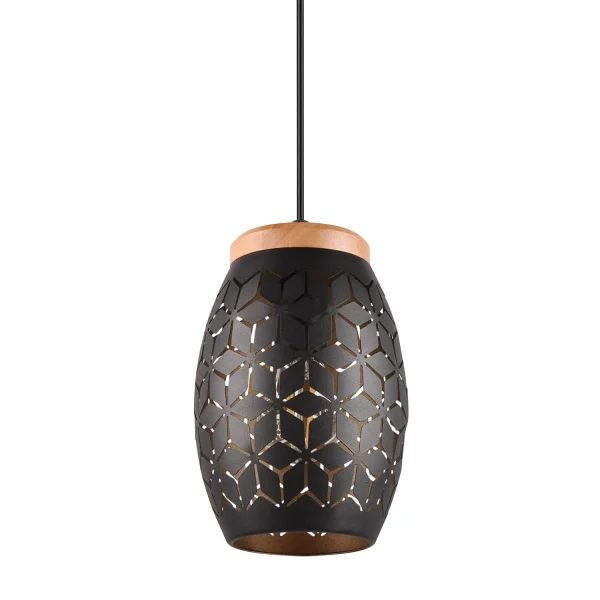 SUSPENSION 1 LUMIÈRE MÉTAL NOIR E27 BIRKITA