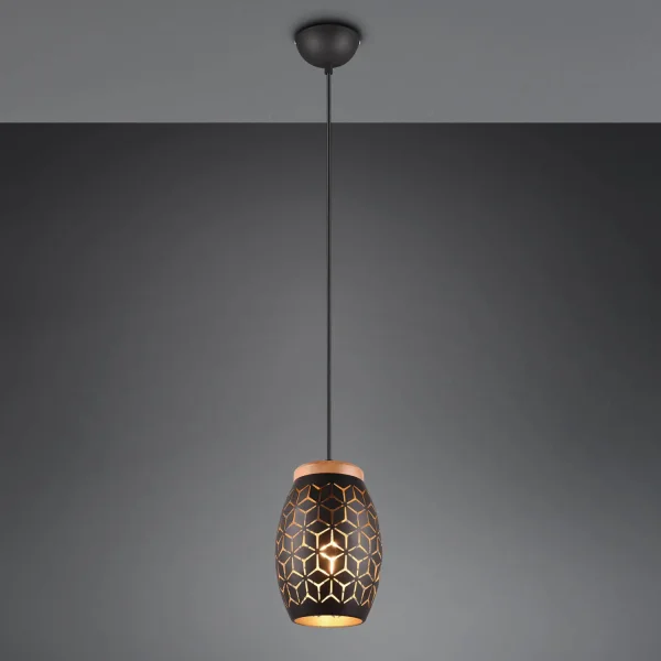 SUSPENSION 1 LUMIÈRE MÉTAL NOIR E27 BIRKITA