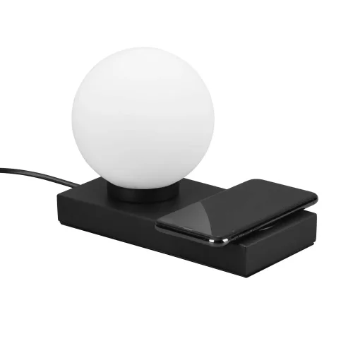 LAMPE DE TABLE AVEC STATION DE CHARGE NOIRE E14 CLARISSA