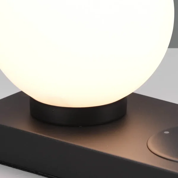LAMPE DE TABLE AVEC STATION DE CHARGE NOIRE E14 CLARISSA