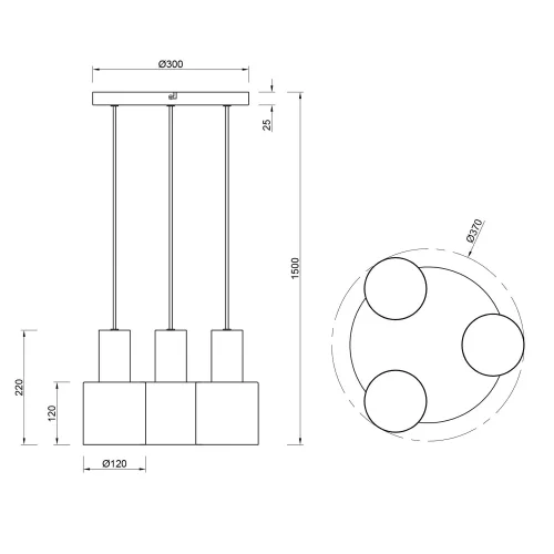 SUSPENSION DE PLAFOND 3 LUMIÈRES E27 AQUILES