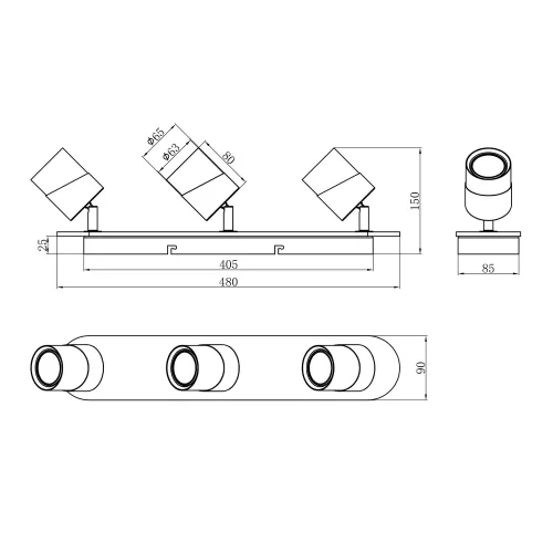 SPOT DE PLAFOND 3 LUMIÈRES GU10 BLANC AMARU