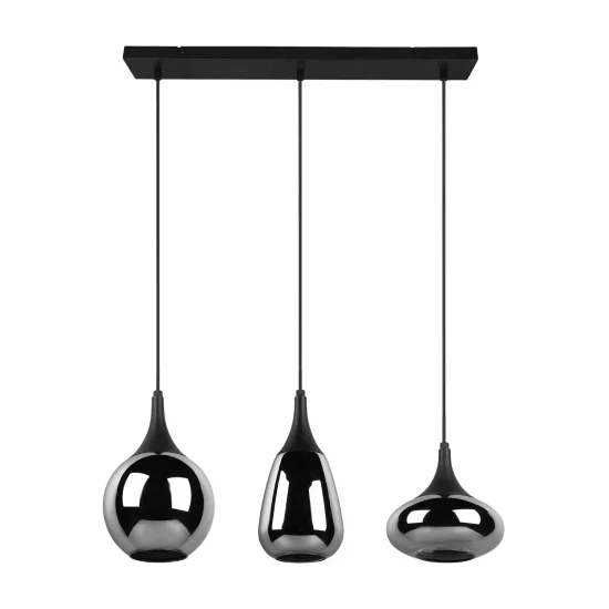 SUSPENSION 3 LUMIÈRES COULEUR ACIER CHROMÉ E14 LESLIE 2