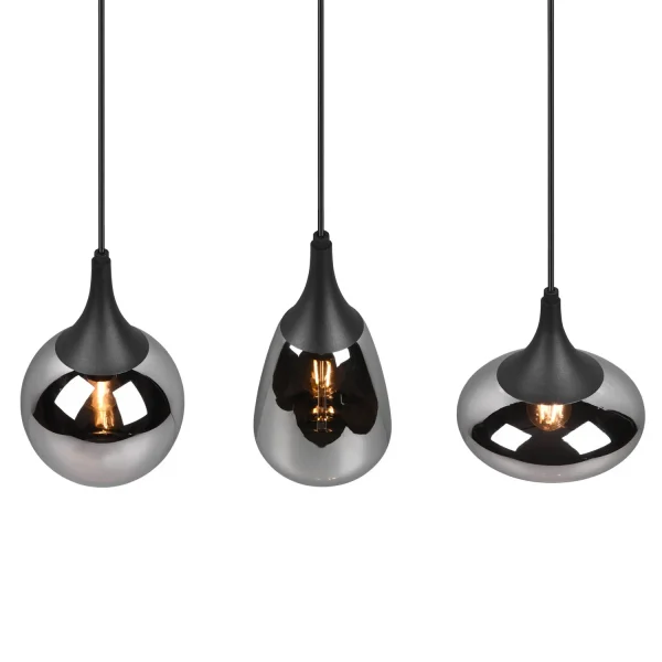 SUSPENSION 3 LUMIÈRES COULEUR ACIER CHROMÉ E14 LESLIE