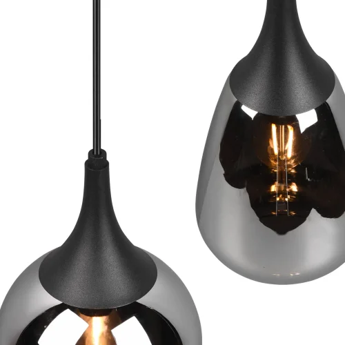 SUSPENSION 6 LUMIÈRES COULEUR ACIER CHROMÉ E14 LESLIE