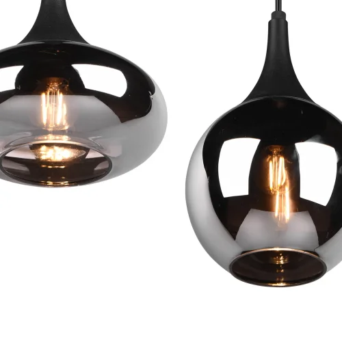 SUSPENSION 6 LUMIÈRES COULEUR ACIER CHROMÉ E14 LESLIE