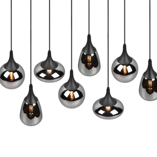 SUSPENSION 8 LUMIÈRES COULEUR ACIER CHROMÉ E14 LESLIE SUSPENSION 8 LUMIÈRES COULEUR ACIER CHROMÉ E14 LESLIE