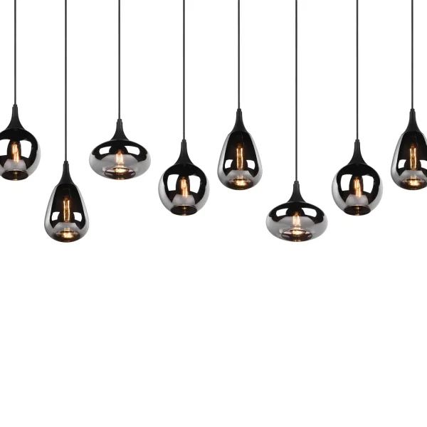 SUSPENSION 8 LUMIÈRES COULEUR ACIER CHROMÉ E14 LESLIE SUSPENSION 8 LUMIÈRES COULEUR ACIER CHROMÉ E14 LESLIE