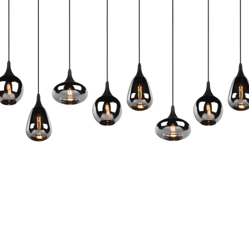 SUSPENSION 8 LUMIÈRES COULEUR ACIER CHROMÉ E14 LESLIE SUSPENSION 8 LUMIÈRES COULEUR ACIER CHROMÉ E14 LESLIE