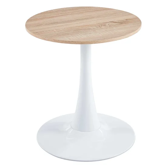 Table d'Angle San Antoni Ø70 cm Pied Blanc Plateau Naturel | Lúzete 2