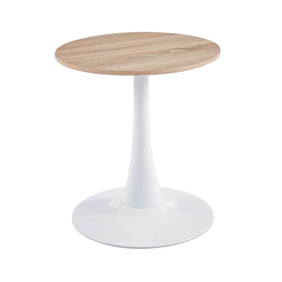 Table d'Angle San Antoni Ø70 cm Pied Blanc Plateau Naturel | Lúzete